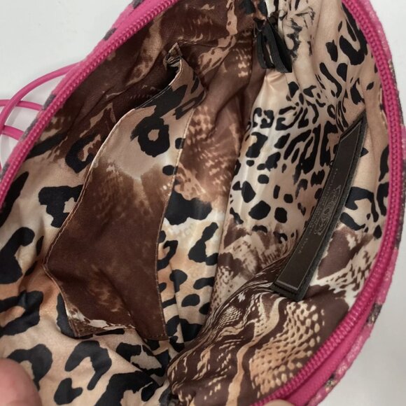 Sharif Brand Leopard Animal Print Crossbody Leather Embossed Bag Gold Overtones - Picture 6 of 7